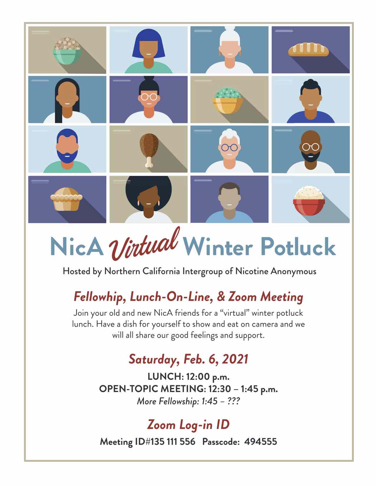 NicA NorCal 2021 Virtual Potluck Flyer